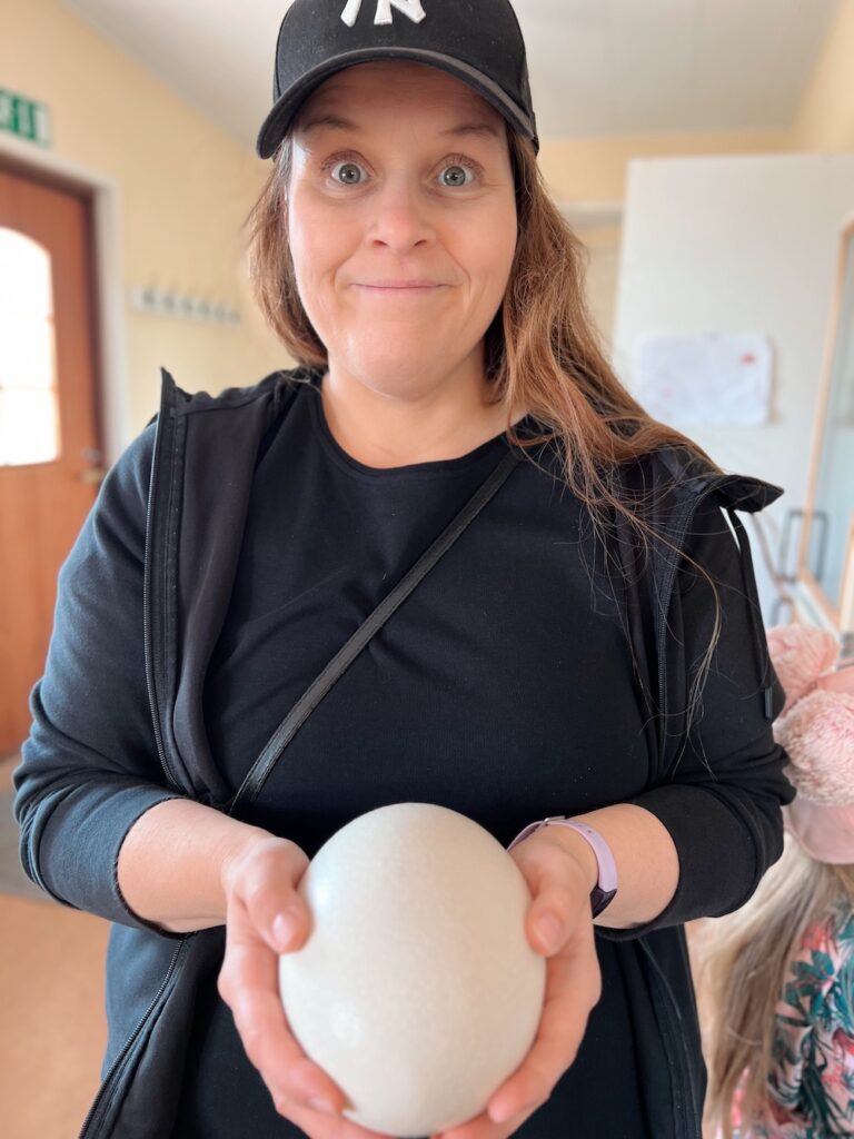 Strutsin muna Nurmijärvellä strutsitilalla