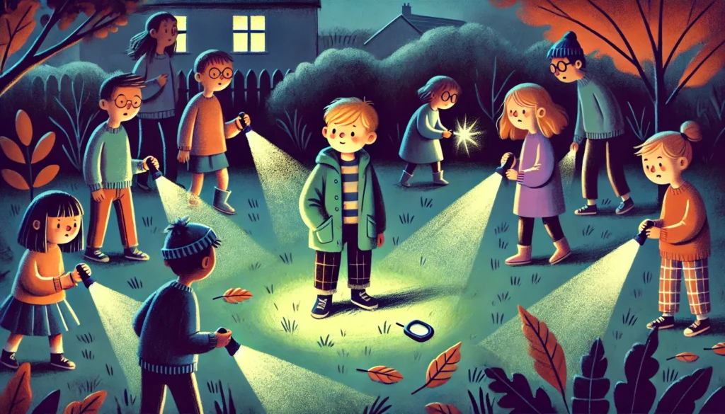 Heijastinleikki lasten kanssa ulkona